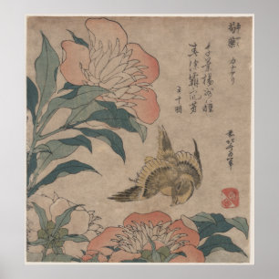 Poster Peony et Canary par Katsushika Hokusai