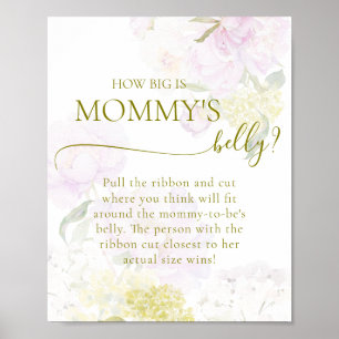 Poster Peony Hydrangea Baby shower Grosse maman ventre