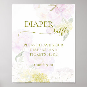 Poster Peony Hydrangea Pastel Baby shower Déchets Raffle