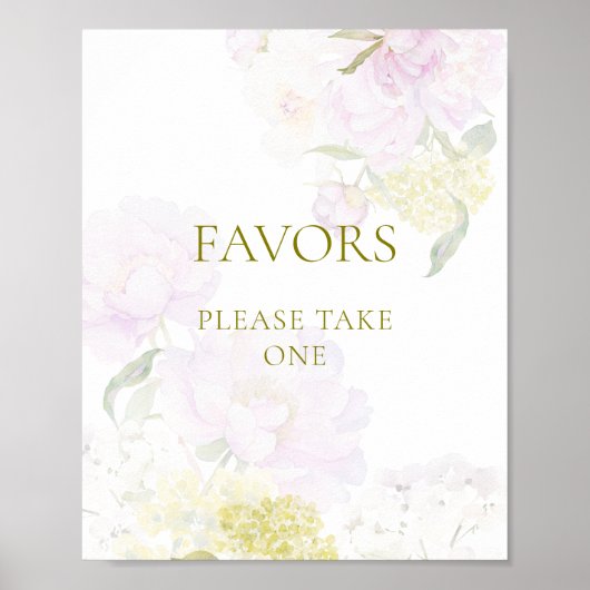 Poster Peony Hydrangea Pastel Baby shower Privilèges (Devant)