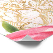 Poster Peony or fleurs Boho Mariage Bienvenue (Coin)