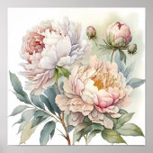 Poster Peony rose aquarelle peinture art Imprimer (Devant)