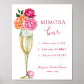 Poster Peony rose brillant Floral Mimosa Bar Douche (Devant)