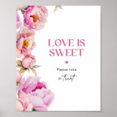 Poster Peony rose vif L'amour est doux prendre un régal (Devant)