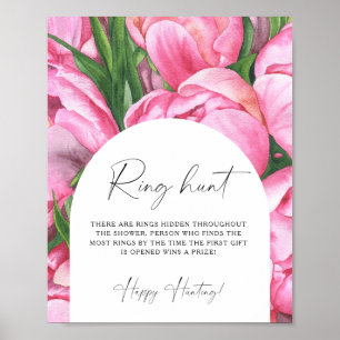 Poster Peony roses - Ring chasse nuptiale jeu de douche