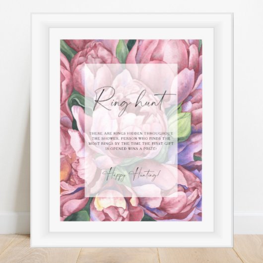 Poster Peony roses - Ring chasse nuptiale jeu de douche
