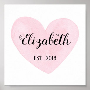 Poster Pépinière à coeur rose. Bébé. Enfants établis