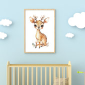 Poster Pépinière d'aquarelle de cerf de bébé Imprimer num