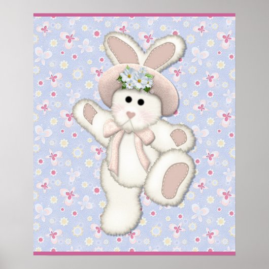 Poster Pépinière de lapin de campagne blanc (Devant)