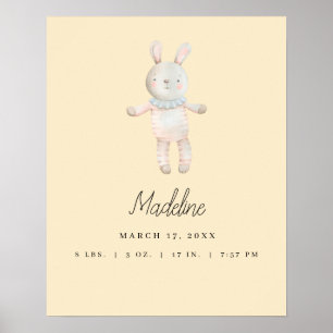 Poster Pépinière de lapin rose clair personnalisable
