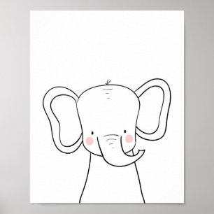 Poster Pépinière d'éléphant Imprimer noir blanc moderne S