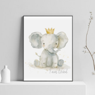 Poster Pépinière d'éléphants aquarelle