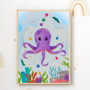 Poster Pépinière d'Octopus Imprimer Animal Kids Room Post