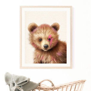 Poster Pépinière d'ours à cheveux rose