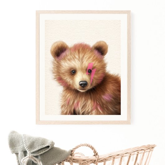Poster Pépinière d'ours à cheveux rose