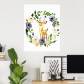 Poster Pépinière florale de cerfs de forêt (Bureau à domicile)