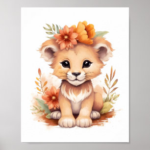 Poster Pépinière Lion Cub Adorée À La Blossom
