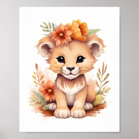 Poster Pépinière Lion Cub Adorée À La Blossom (Devant)