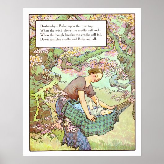 Poster Pépinière vintage Imprimer - Hush-a-bye, bébé (Devant)