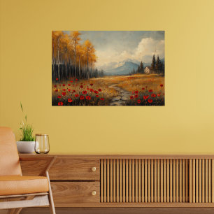 Poster Pépites vintages de peinture de prairie à l'automn