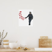 Poster Pepper Spray Cop décontracté avec Coeurs en couleu (Cuisine)