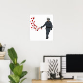 Poster Pepper Spray Cop décontracté avec Coeurs en couleu (Bureau à domicile)