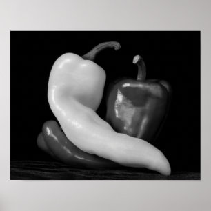 Poster Peppers in Love Photographie noir et blanc