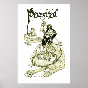 Poster PERCEVAL COMBAT LE DRAGON,QUÊTE SAINT GRAAL Fantas