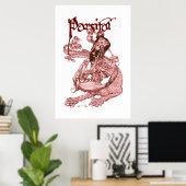 POSTER PERCEVAL COMBATTANT LE DRAGON, QUÊTE DU SAINT GRAA (Bureau à domicile)