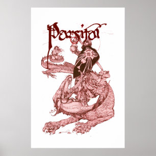POSTER PERCEVAL COMBATTANT LE DRAGON, QUÊTE DU SAINT GRAA