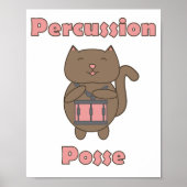 Poster Percussion Posse - Chat batteur mignon (Devant)