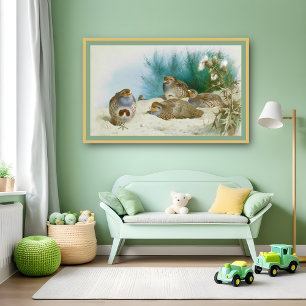 Poster perdrix anglaise avec gorges et chardons, Art