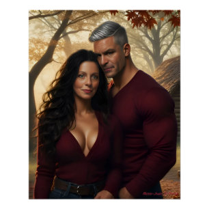 Poster Perdu dans la lueur ambrée de l'automne