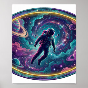 Poster Perdu dans la nébuleuse — Art spatial astronaute
