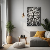 Poster Perdu dans le Maze Art Abstrait noir et blanc