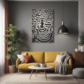 Poster Perdu dans le Maze Art Abstrait noir et blanc