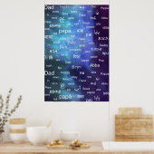Poster Père dans de nombreuses langues du monde - Bleu (Cuisine)
