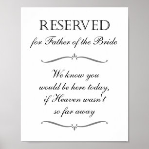 Poster Père de la mariée Ciel Mémorial Réservé Mariage