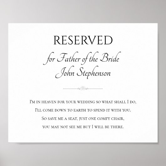 Poster Père de la mariée Je suis dans le paradis pour vot (Devant)