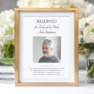 Poster Père de la mariée Photo Sauvegarder un siège Mémor