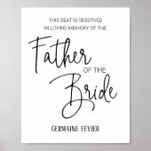 Poster Père de la mariée siège réservé mémorial Mariage (Devant)