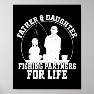 Poster Père et fille pêchant ensemble partenaires pour la