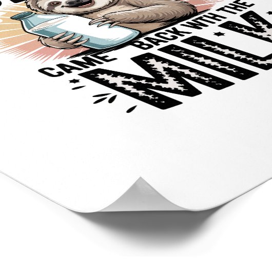 Poster père et fils avec le lait paresseux design graphiq (Coin)