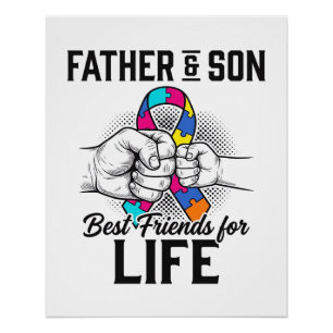 Poster Père et Fils Meilleurs Amis pour la Vie Puzzle Rub