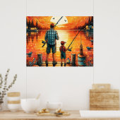 Poster Père et fils pêchant (Cuisine)