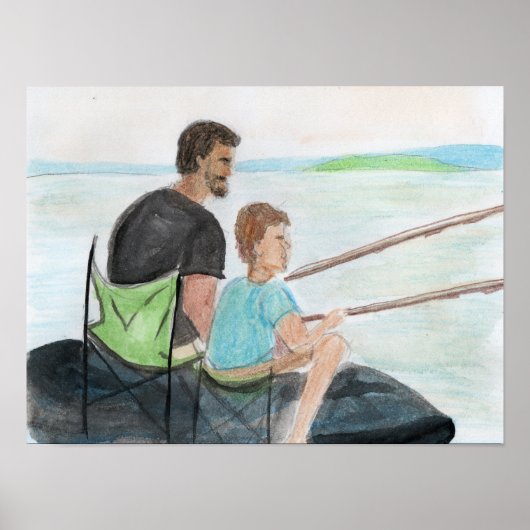 Poster Père et Fils Pêchant (Devant)
