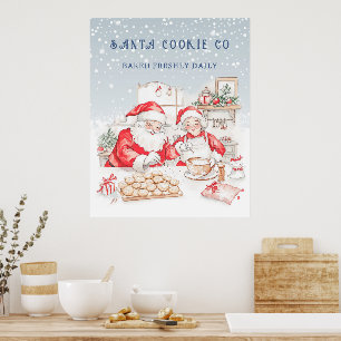 Poster Père et Mère Noël Cookies de Noël 