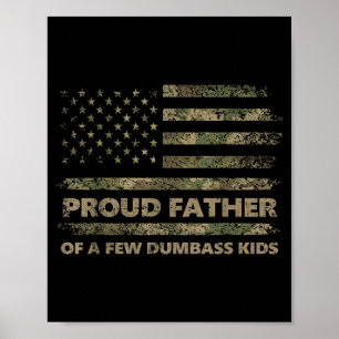 Poster Père fier de quelques enfants drôle camo de la fêt