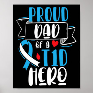 Poster Père Fier D'Un Héros T1D Type 1 Diabète Papa Recon