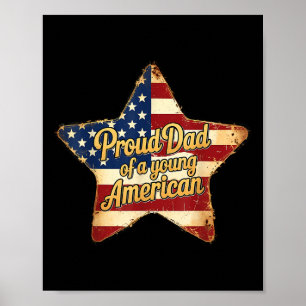Poster Père Fière D'Un Jeune Patriote Américain Patriotiq